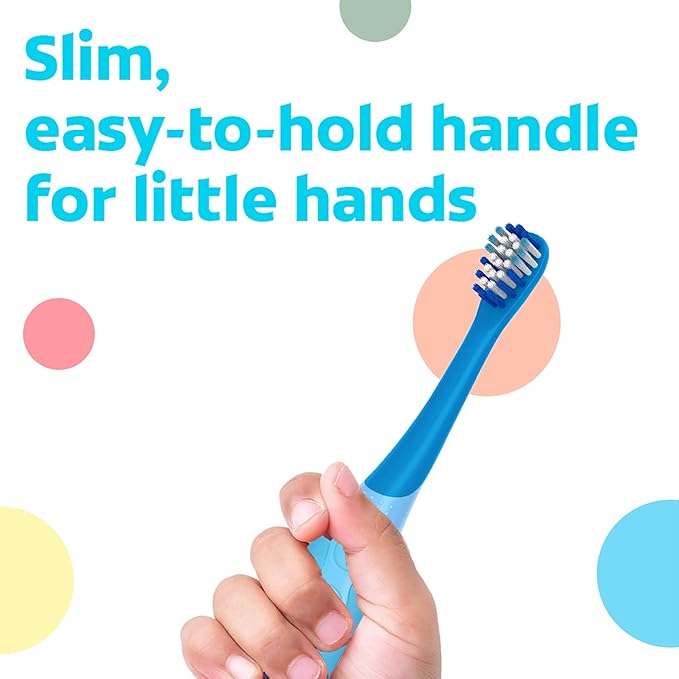 Colgate Kids Battery Powered Toothbrush With AA Battery, Extra Soft Bristles, Flat-Laying Handle to Prevent Rolling, Bluey, 2 Pack