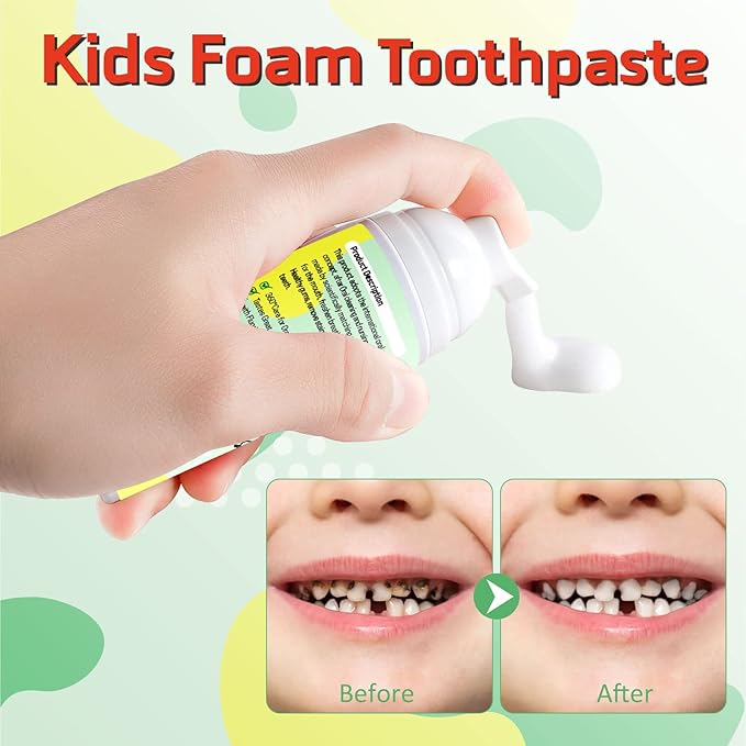 Foam Toothpaste Kids, 4 Packs Kids Foam Toothpaste for U-Shape Electric Toothbrush, Toddler's Toothpaste with Low Fluoride, Children Oral Cleaning for Best Result