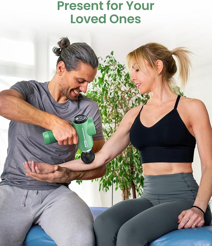 RENPHO Massage Gun Deep Tissue, Valentines Birthday Gifts for Women Men, Portable Percussion Massager for Back and Neck, Handheld Device with Carry Case, Active Green