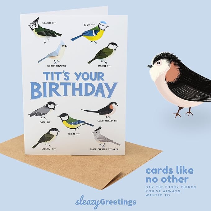 Funny Birthday Card - Bird Watching 'Tits' Your Birthday - Rude & Hilarious for Best Friend, Sister, Husband, or Wife