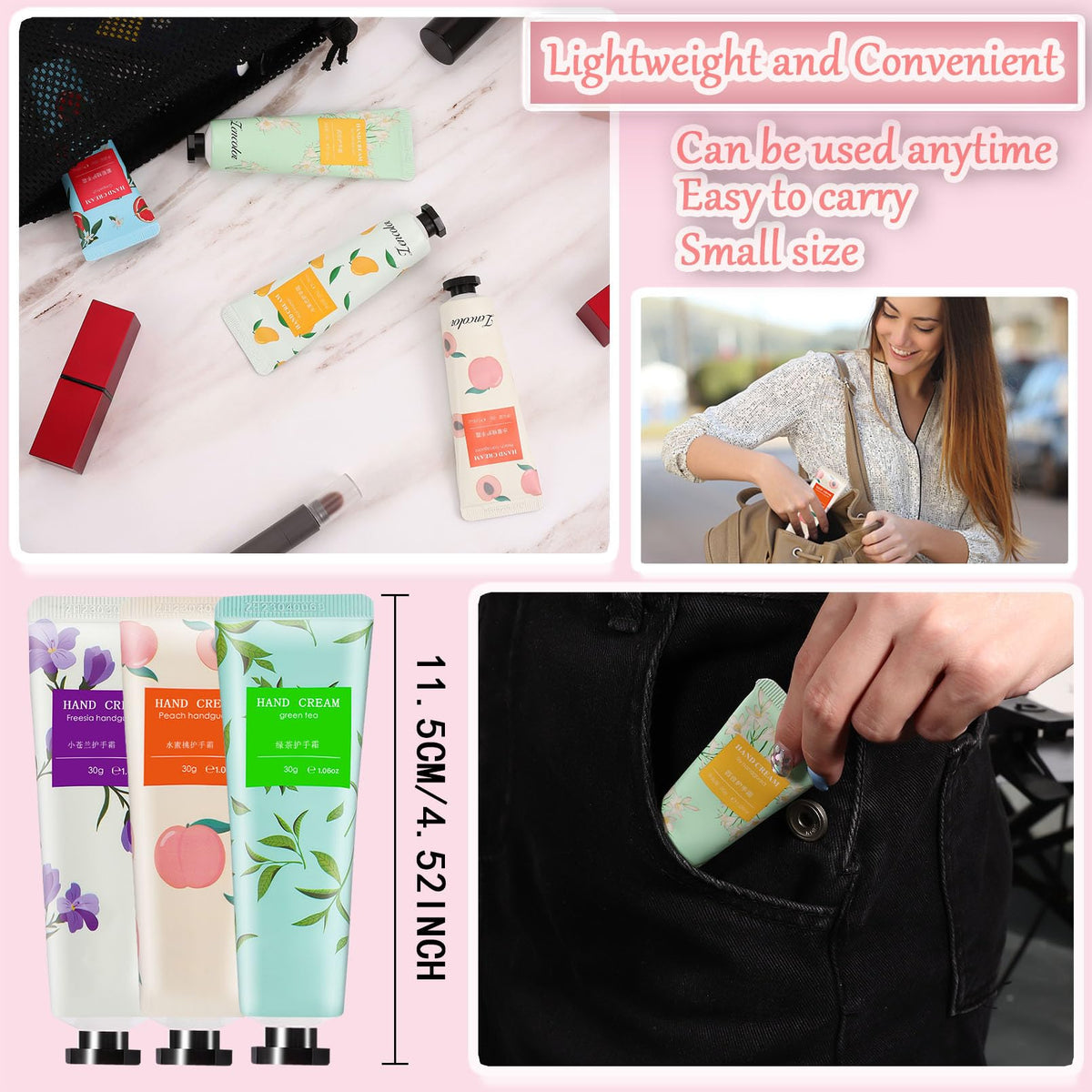 Loccmat 30 Pack Hand Cream Gift Set,Hand Lotion for Dry Cracked Hands,Moisturizing Hand Care Cream with Natural Plant Fruit Scented,Mini Hand Lotion Travel Size Bulk(Chinese and English language)