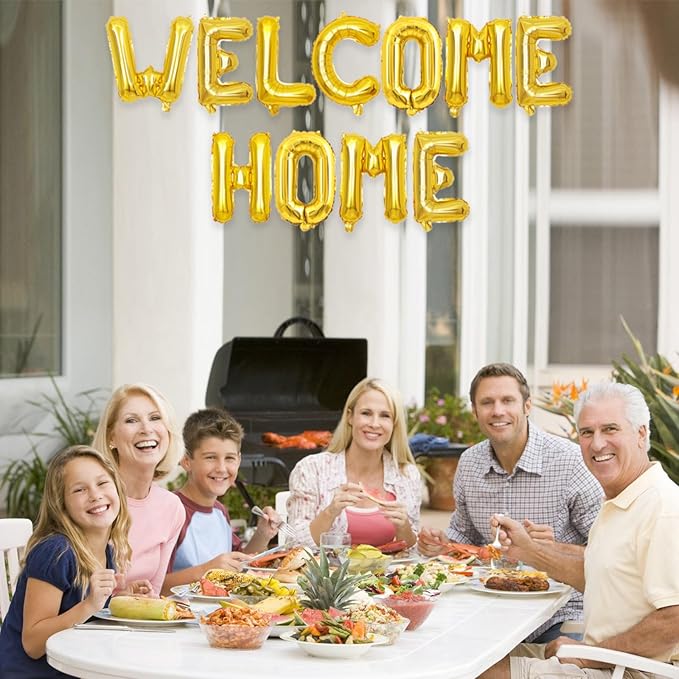 2 Set 22Pcs Gold WELCOME HOME Letter Balloons 16in Balloon Foil Letter Decorations Party Decor Gold Letter Balloons WELCOME HOME Party Supplies
