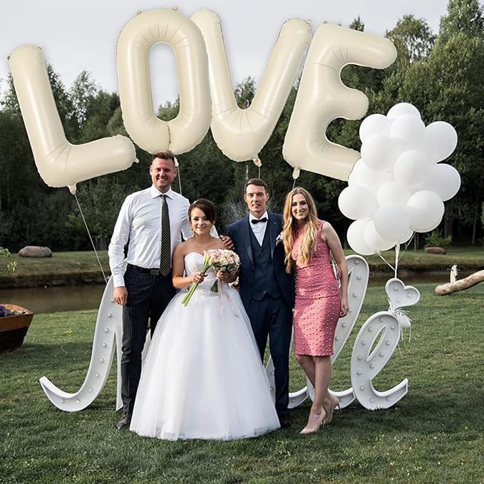 Biapian 40 Inch Letter I Balloon, Giant Cream Foil, Big Single Alphabet A-Z, Beige Large Aluminum for Birthday, Baby Shower, Wedding, Anniversary Party Decoration