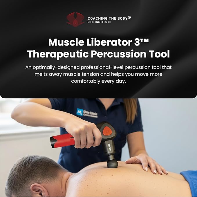 Muscle Liberator 3 Therapeutic Percussion Tool, Massage Gun, Rechargeable, Silicone Heads, 2.5 lbs, 13mm Stroke Depth, 16 Speed Settings, Quiet Operation