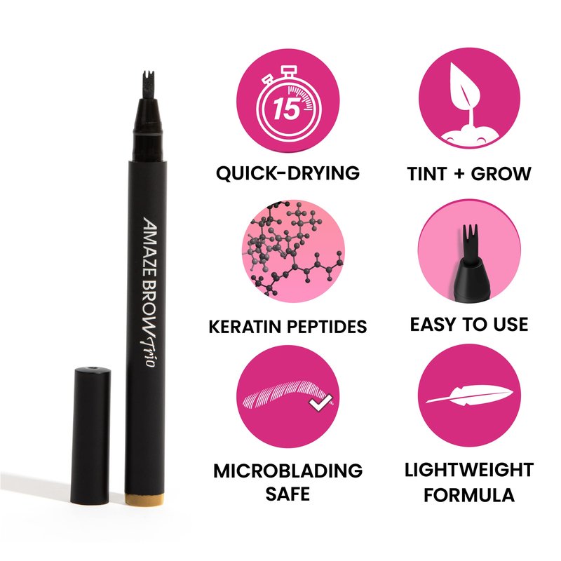 MasterGlam Amaze Brow 2-in-1 Growth Serum and Tint Pen, Waterproof & Long-Lasting, Light to Medium