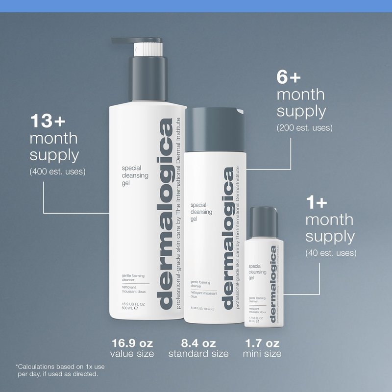 Dermalogica Special Cleansing Gel Gentle-Foaming Face Wash for Women and Men - Leaves Skin Feeling Smooth And Clean, 1.7 fl oz