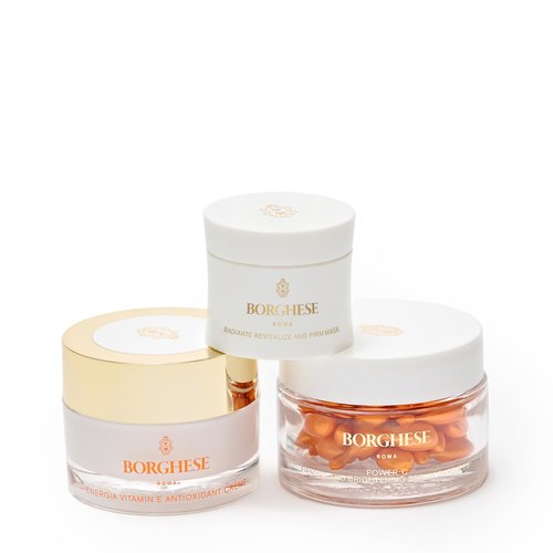 Borghese 3-Piece Best in Brightening Gift Set - Includes Firming Mask, Vitamin C Serum Capsules & Vitamin E Face Cream, Anti Aging Skin Care Set