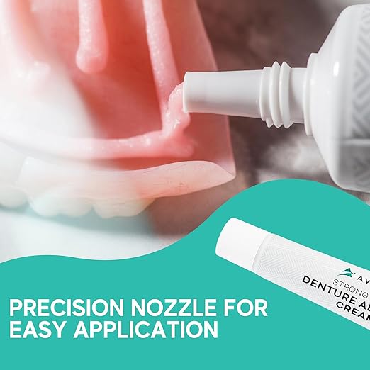 Extra Strong Denture Adhesive Cream, 12 Hour Hold Dental Glue, Waterproof, Zinc & Fluoride Free, Easy Apply Nozzle, Seals Food Out for Comfort, Mint Flavor (3 Pack, 4.2 Fl Oz)