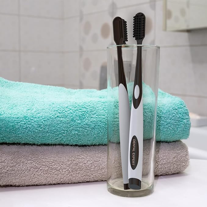Soft Toothbrushes for Adults - Black Charcoal Toothbrush Ultra Soft for Sensitive Gums - Teeth Whitening Brush for Adults & Children [Extra Family Pack] Super Soft Tip Bristles