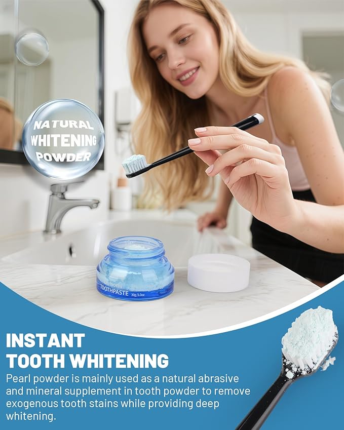 Teeth Whitening Powder, Toothpaste Whitening Powder Stain Removal Without Sensitivity, Natural Teeth Whitener Refreshing Mint Flavor Breath Freshener