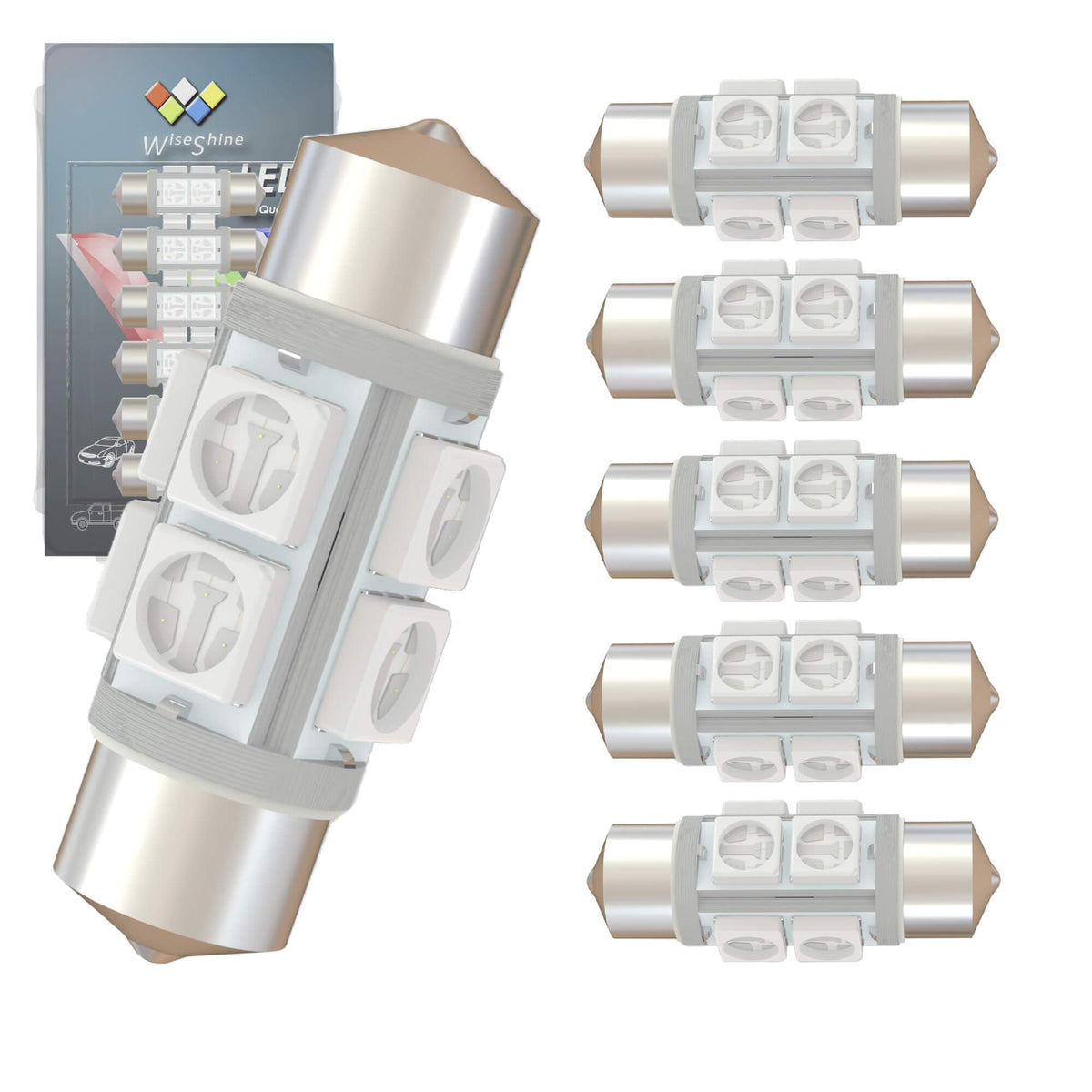 Wiseshine DC 24V 36mm Festoon LED Bulb,6418 LED Bulbs Green 6411 6423 for Truck Interior Door Cargo Lights (Pack 6)
