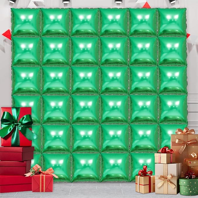 36 Piece XL Greener Square Foil Balloon Wall Screen Double Sided Square Balloon Screen Tunnel Arch Kit Mylar Square Balloons For Baby Shower Graduation Prom Birthday Party Decorations