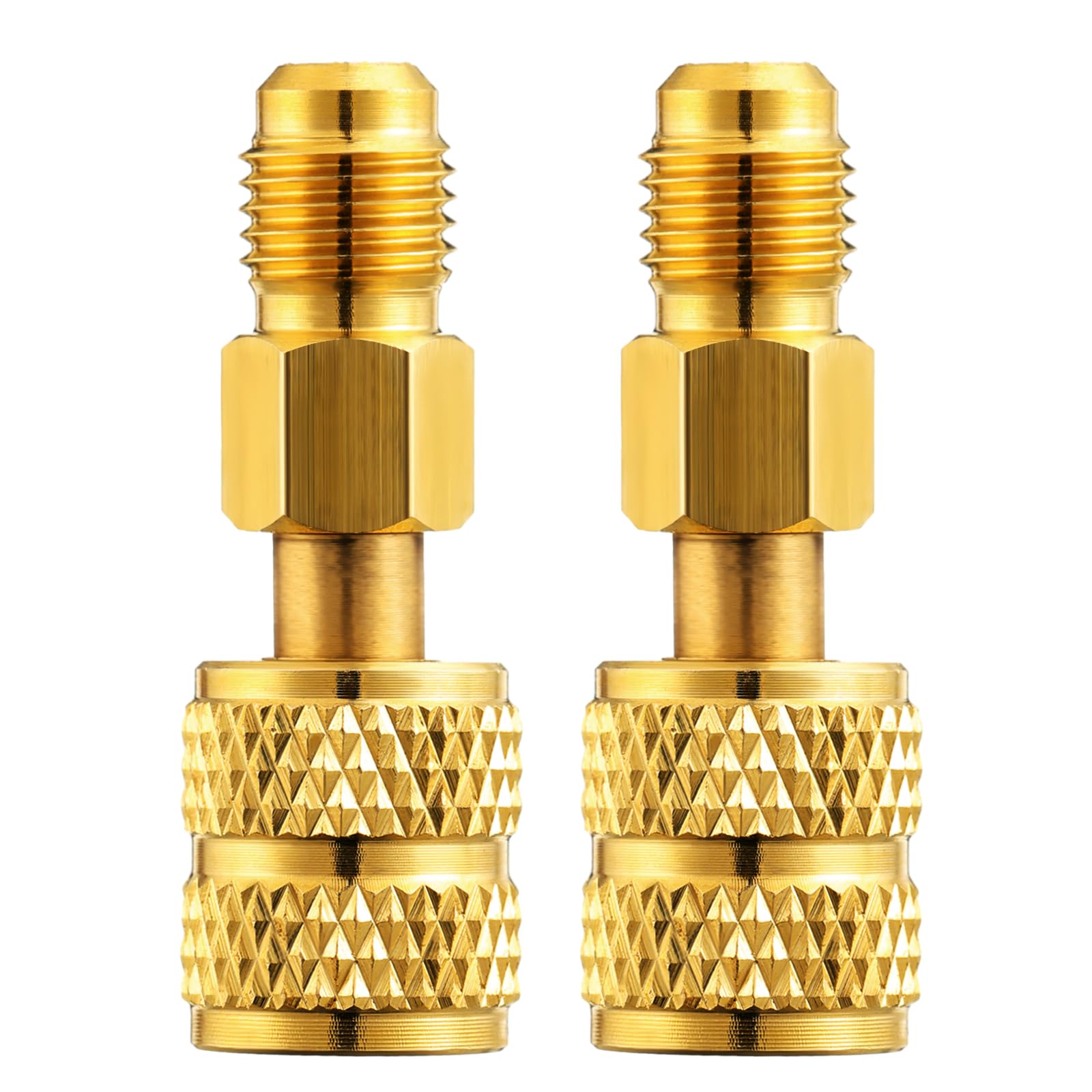 Chinco 2 Pcs R410a Adapter for Mini Split Charging Adapter Vacuum Port with Thimble 5/16 Inch Female Quick Coupler to 1/4 Inch M