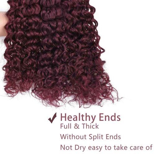 Fabimiya Human Hair Bundles Burgundy 99J Water Wave 16 18 20 Inch Bundles Human Hair 100% Unprocessed Burgundy Soft Sewn In Hair with Double Weft for Black Women