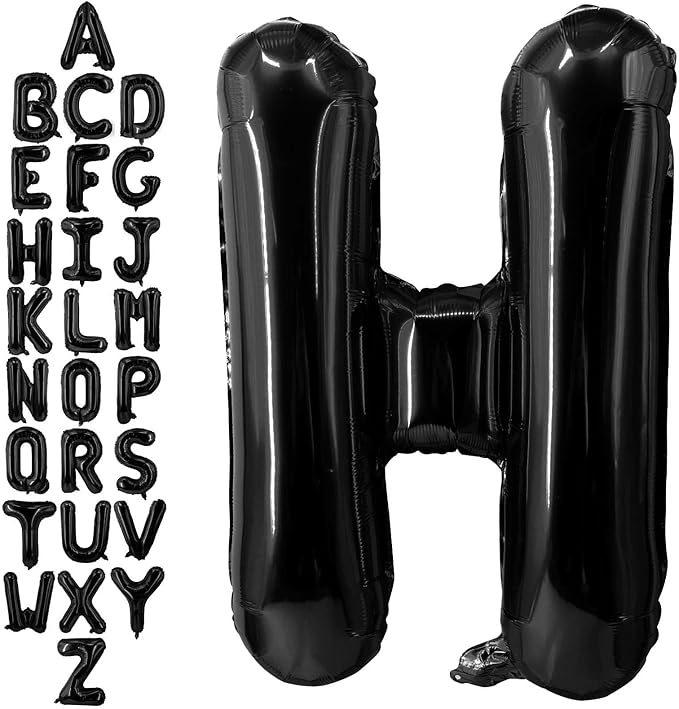 40 Inch Black Letter H Balloons, DIY Phrase Foil Alphabet Letter H Balloons DIY Word H Banner for Birthday Anniversary Celebration Graduation Party Supplies Decoration
