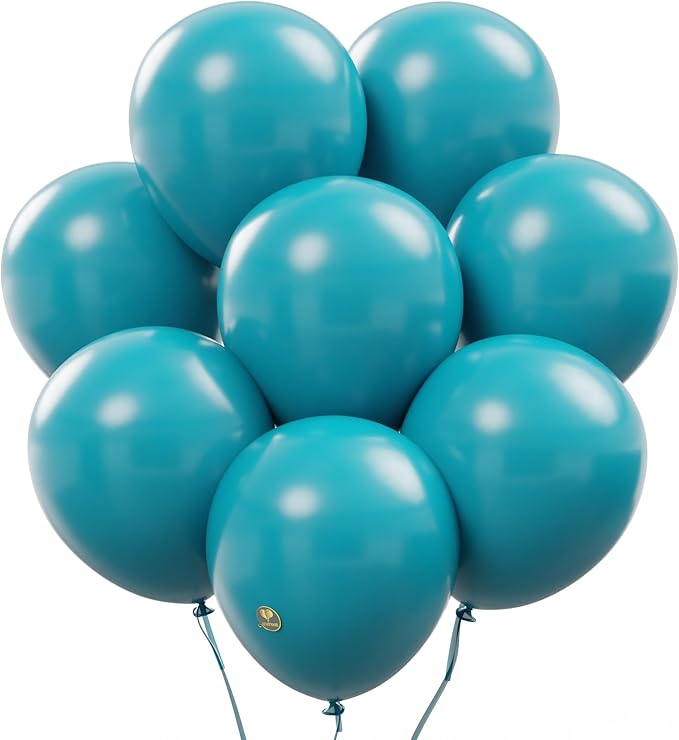 AFTERLOON® Biodegradable Balloons Teal Blue 12 Inch 100 Pack, Matte Color Thickened Extra Strong Latex Helium Float, for Baby Shower Gender Reveal Garland Arch Wedding Birthday Party Decorations