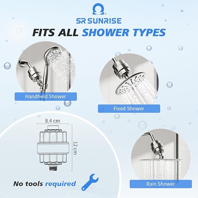 20-Stage Shower Filter-Shower Head Filter for Hard Water, with 3 Replaceable Cartridges, High Output Shower Water Filter for Removing Chlorine and fluoride, Brushed Nickel