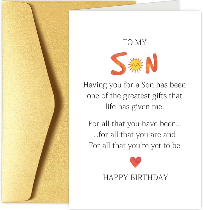 Chenive Funny Son Birthday Card from Mom and Dad, Happy Birthday Card Gift for Sons, Adult Sons Bday Greeting Cards from Parents, Having You For A Son Has Been One Of The Greatest Gifts