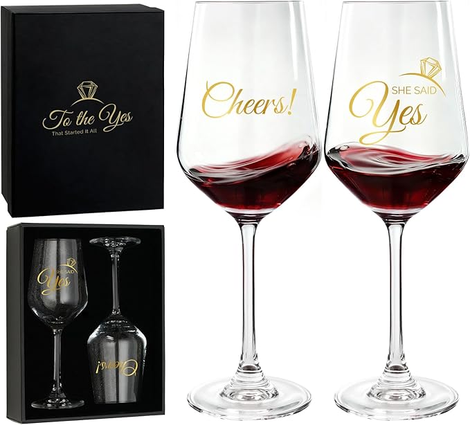AW BRIDAL Wedding Enagagement Gifts Wine Glasses Set of 2 for Fiance and Fiancee, Bridal Shower Bachelorette Gifts for Bride and Groom to Be, Wine Glass Gift Basket for Newly Engaged Couple 2026