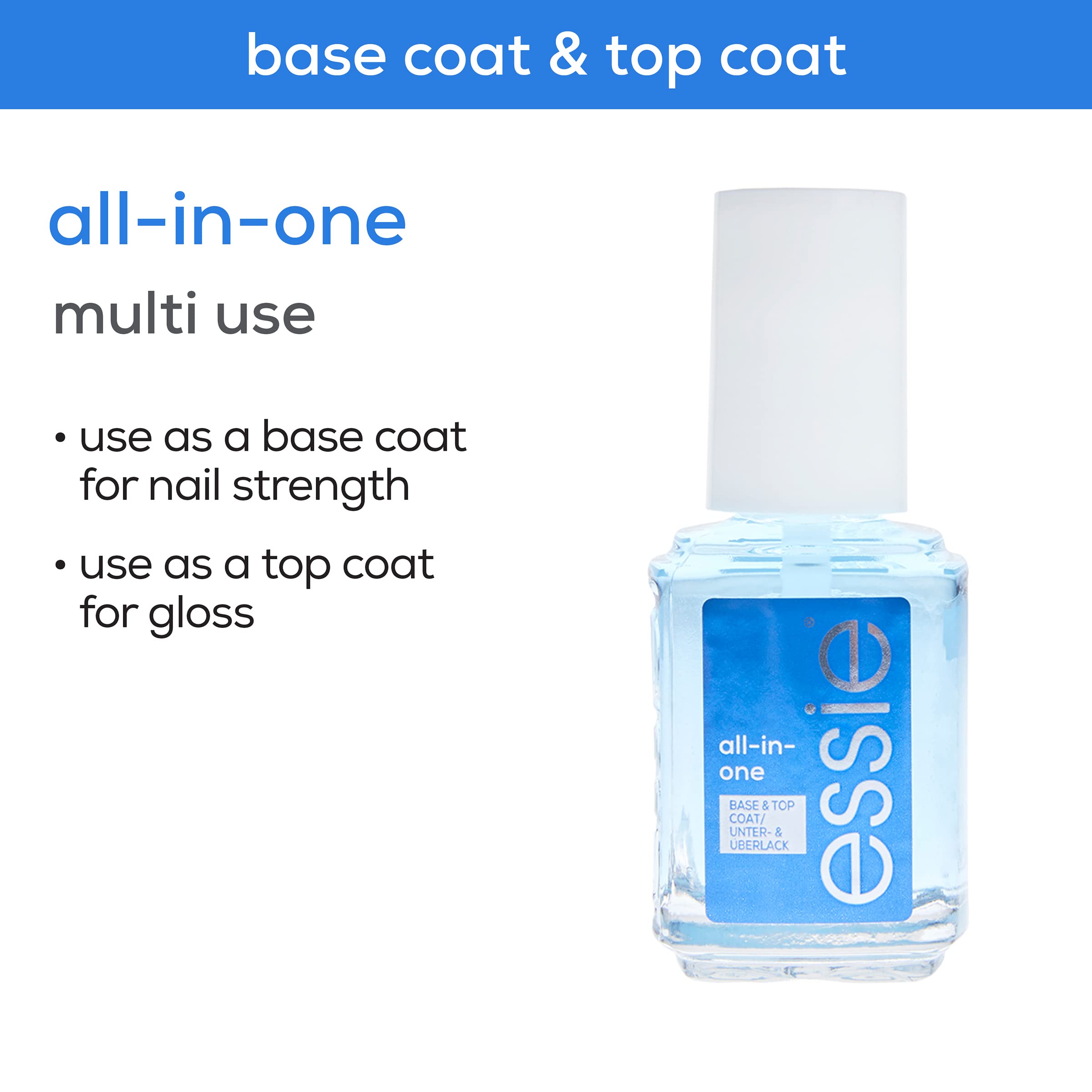 essie Salon-Quality Nail Polish Bundle, Vegan, Bright Purple, Play Date + All In One Base Coat and Top Coat, 0.46 fl oz each