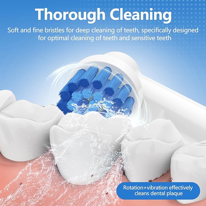 THISONG Soft Replacement Brush Heads for Braun Electric Toothbrush, Gentle and Comfortable Brushing Experience for Sensitive Gums, Pack of 16