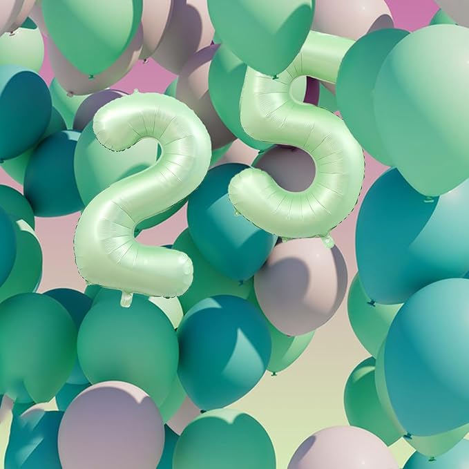 40 Inch Number 25 Balloons, Olive Green Giant Jumbo Helium Number 25 Foil Balloons for 25th 52th Birthday Party Anniversary Events Boys Girls Decorations Supplies