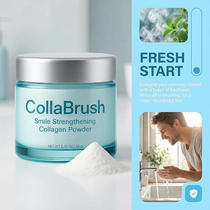 Collabrush Collagen Powder, Collagen+Hydroxyapatite Gum Toothpaste Care Powder, Smile Strengthening CollagenPowder, Protect Gum & Enamel Care