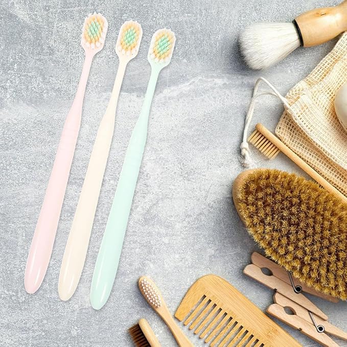 Soft Bristles Toothbrushes for Adults 9pcs Wide Thin Brush Head Manual Toothbrushes Extra Soft Bristle Household and Travel Use Gum Care