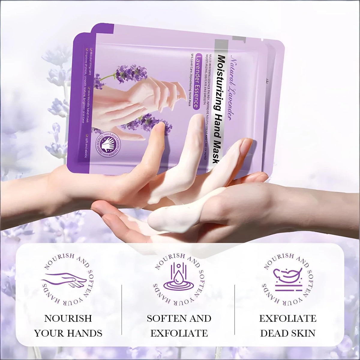 Chicwe 30 Pairs of Hand Masks Moisturizing Glove, Hydrating Hand Masks for Dry Peeling Hands, Exfoliating Collagen Gloves for Smooth Hands (Lavender)