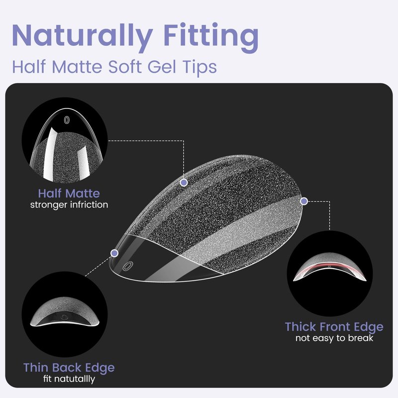 Extra Short Almond Nail Tips: 240Pcs Small Almond Shape Soft Gel Fake Nail Tips with Nail Stand, 12 Sizes Full Cover Clear Press on Nails for Girls for Home DIY Salon