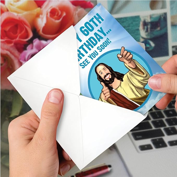 NobleWorks Humorous 60th Milestone Birthday Greeting Card with 5 x 7 Inch Envelope (1 Card) See You Soon - 60 C10005MBG