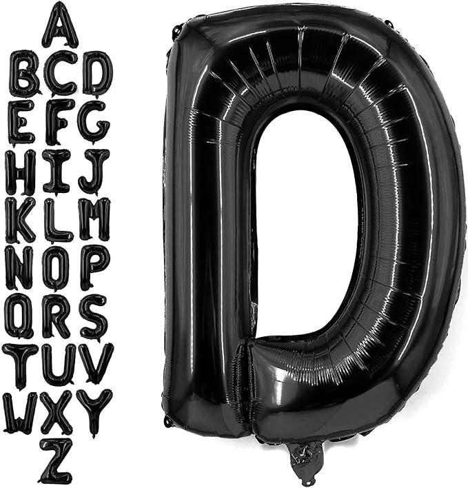 40 Inch Black Letter D Balloons, DIY Phrase Foil Alphabet Letter D Balloons DIY Word D Banner for Birthday Anniversary Celebration Graduation Party Supplies Decoration