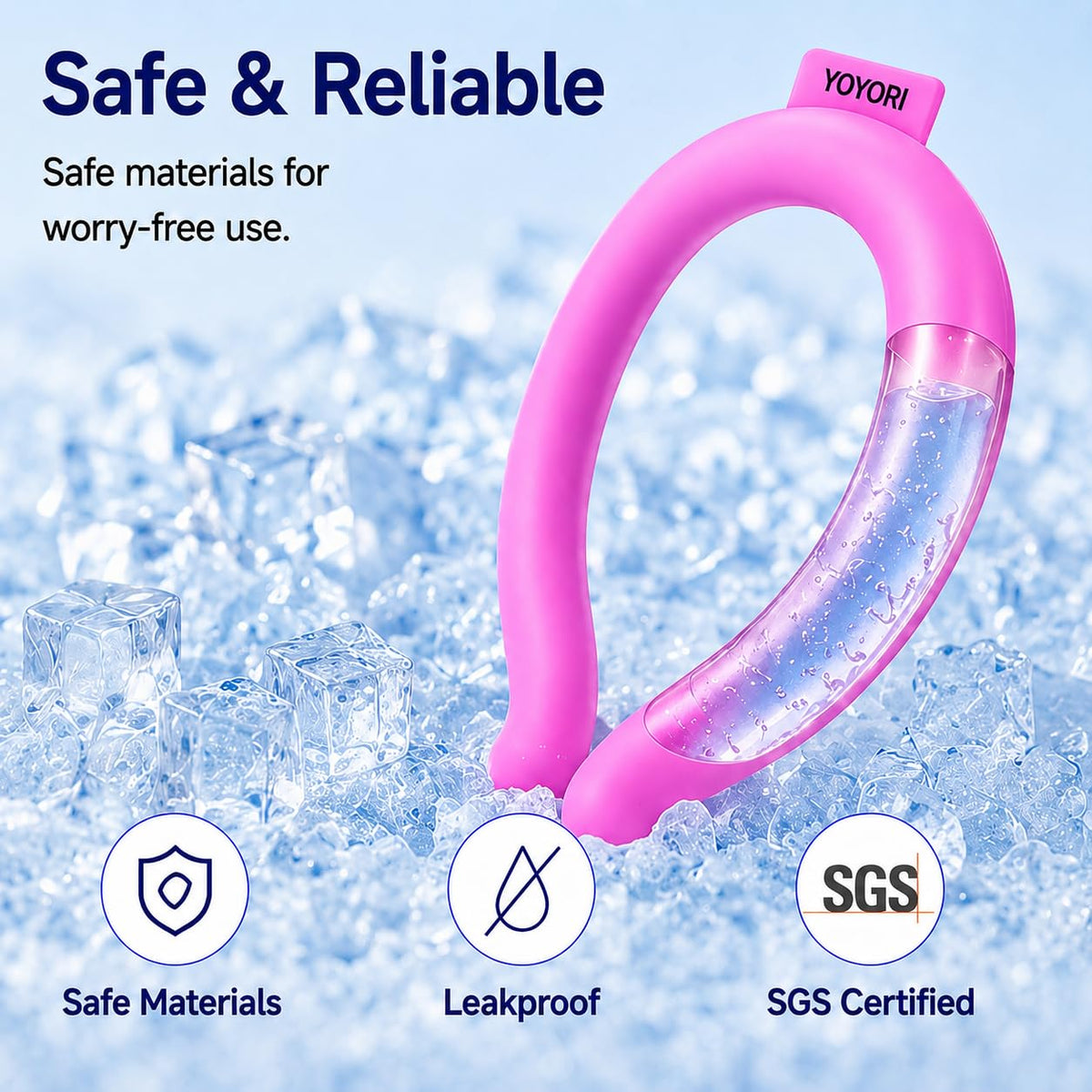 Cooling Neck Wrap with Insulated Bag, Reusable Ice Neck Ring & Body Cooler for Summer Heat, Wearable Cooling Tube Maintains 18°C/64°F for Outdoor, Sports, Travel (Rose*2)