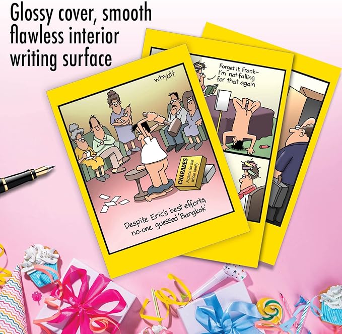 NobleWorks Assortment Pack of 3 Hilarious Birthday Greeting Cards with Envelopes (3 Designs, 1 Each) Whyatt's Have A Ball VC8125BDG-C1x3
