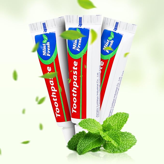 50 Tubes Bulk Travel Size Toothpaste,Miniature 0.88 oz(25g) Small Toothpaste Travel Size Bulk 1.3x3.93 inches Peppermint Mini Disposable Toothpaste for Hotel,Guests,Homeless,Charity