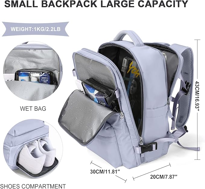 WONHOX Large Travel Backpack Carry on Flight Approved Laptop Work Business Backpack for Women Men Mochila de Viaje