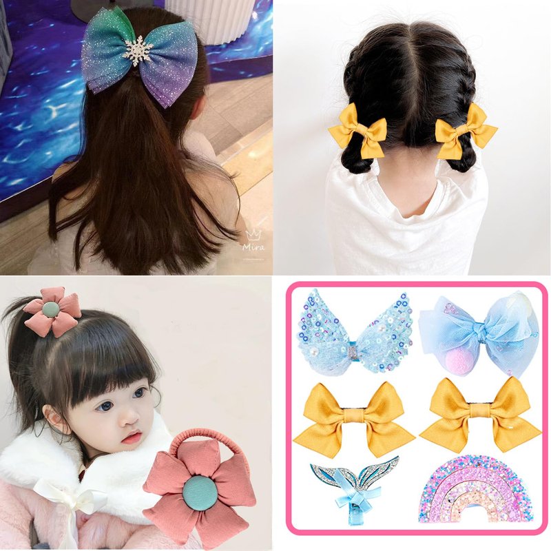 Qopoto Hair Accessories Kits for Girls, Hair Set for Girls Including Gift Box/Hair Clips/Hair Barrettes/Hair Ties/Hair Bows, Little Girls Teen Girl Birthday Gifts Age 4-15 (Pink with Case)