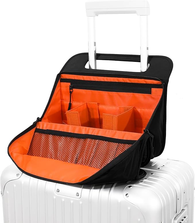 CONTAIL 13 Inch 3L 4-in-1 Travel Essentials Organizer, Small Business Handbag, Suitcase Drink Holder,Phone Tablet Holder,Airport Accessories Storage,Black