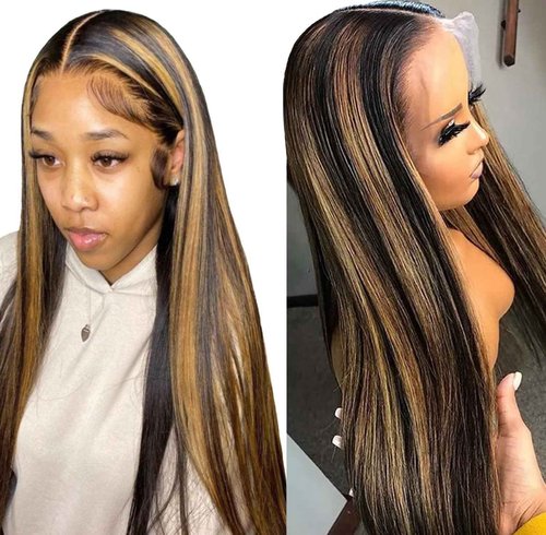 Ombre Lace Front Wig Human Hair 22 Inch 180% Density FB/30 13x4 Full Frontal Hd Transparent Lace Straight Lace Front Wig Human Hair Colored Wigs For Black Women Frontal Highlight Wig Human Hair