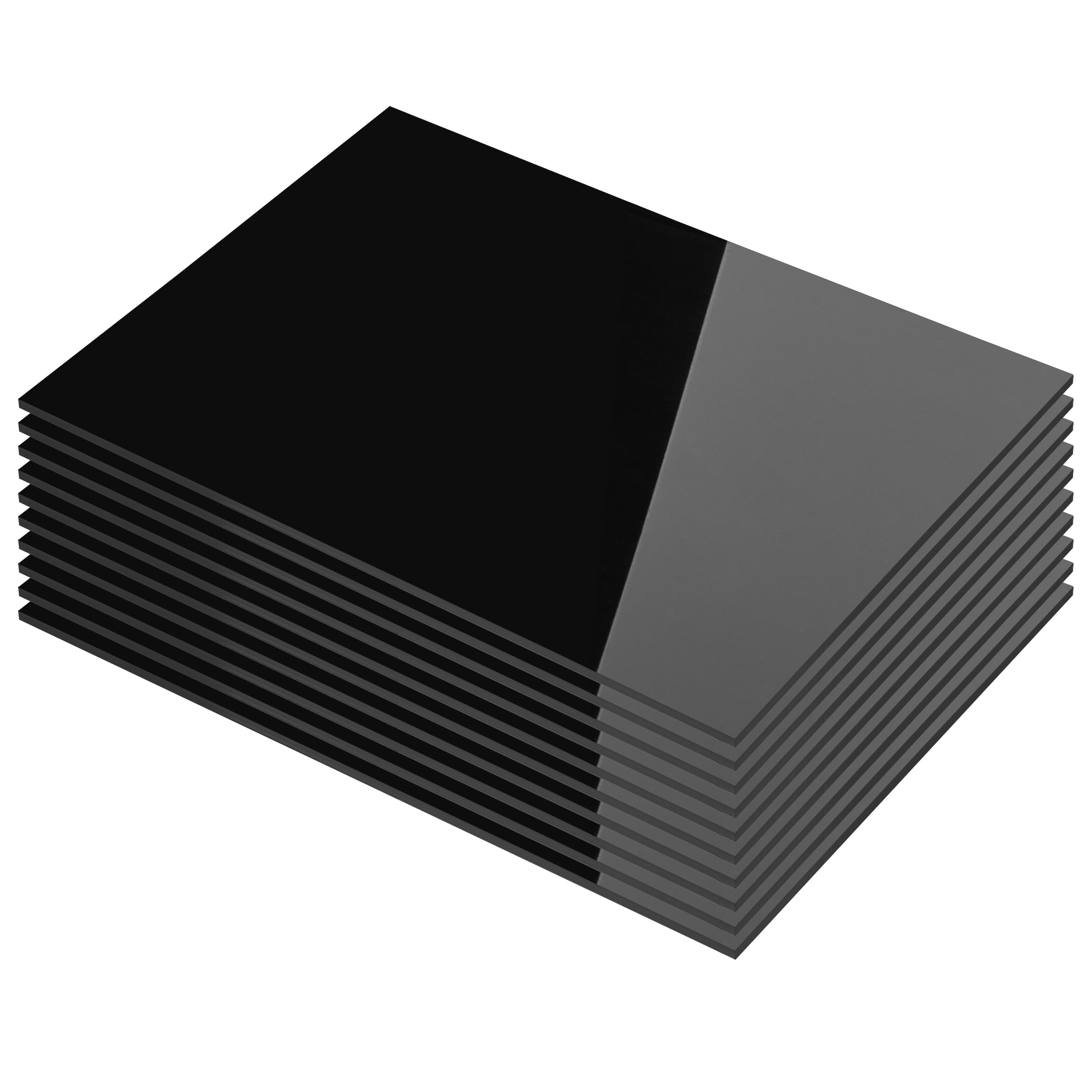 KAITELA Pack of 10 Black Acrylic Sheet 8" x 10" Cast Plexiglass Panel 1/8" Thick (3mm) Plastic Board for Craft Projects, Laser Cutting, Photography, Sign