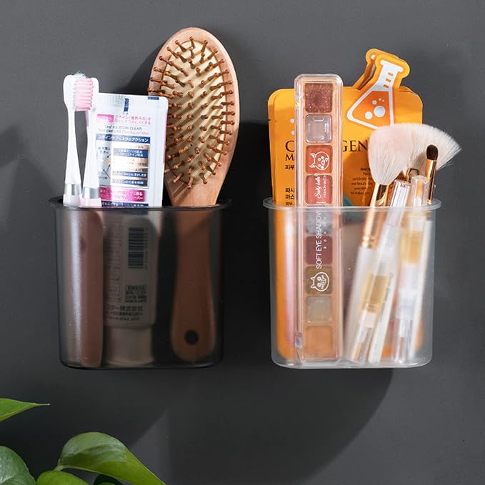 2 Packs Toothbrush Holders Wall Mounted, Self Adhesive Tooth Brush Holder for Bathroom Electric Toothbrush Toothpaste Razor Holder Bathroom Accessories(Clear)