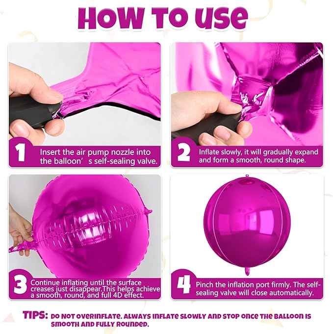 12Pcs Hot Pink and Pink Round Balloons Foil, 22" 18" 15" 10" 4D Round Ball Balloon, Big Hot Pink Metallic Balloons for Valentines Wedding Anniversary Bridal Shower Prom Birthday Decorations Supplies