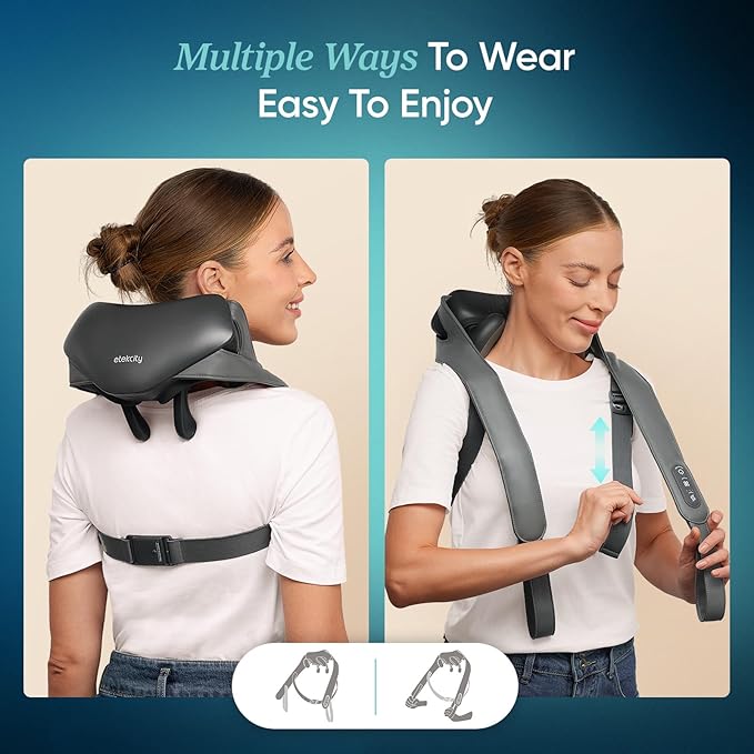Etekcity Cordless Neck Massager for Pain Relief Deep Tissue, Shiatsu Shoulder Massager with Heat, Massage Tools for Back, Trapezius, Lymphatic Drainage, Relaxation Therapy for Him&Her,Women,Men,Cadeo