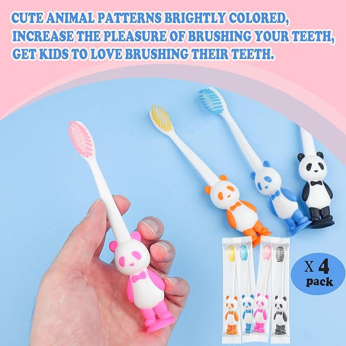 Disposable Toddler Toothbrush Kids Bulk Pack of 60,Suction Cup Bulk Children Toothbrushes for Kid Age 2+ Individually Wrapped Animal Toothbrush for Boys,Girls,for Home,School,Camp,Daycare,Travel