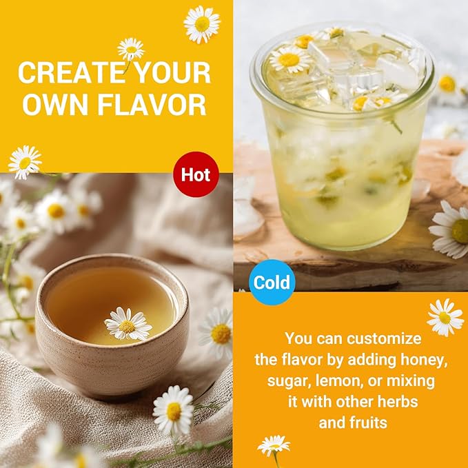 Chamomile Tea Bags 100 Count, Chamomile Flower Herbal Tea with Sugar-Free, Caffeine-Free