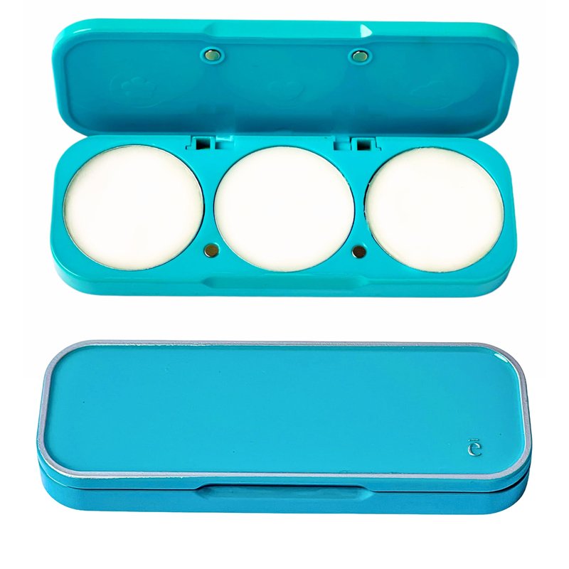 ēma Solid Perfume Travel Set Tuscan Trio: 3 Fragrance Pods (Leather, Tuberose, Fig) with Refillable Compact Case, Vegan, Alcohol-Free, Natural Solid Cologne Balm for Women & Men, Travel Size Perfume
