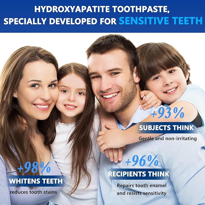 7.5% Nano Hydroxyapatite Toothpastes for Enamel Protection and Tooth Strengthening, Fluoride-Free Cooling Mint, Promotes Fresh Breath, Daily Use for Oral Health Mild Mint, 4.23 Oz（3pcs）