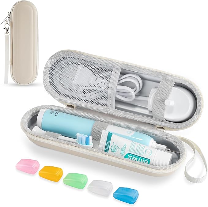 Toothbrush Travel Case for Oral B/Oral-B Pro 1000 1500 5000 7000 & Philips Sonicare 4100 1100 5300 5100 6100/iO Electric Toothbrush, Hard Protective Storage Bag (Starlight case&toothbrush cap)