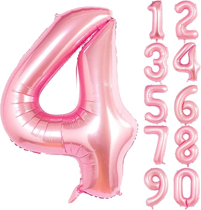 Number Balloons Pink Party Balloon - Giant Number 4 Balloon, 40 Inch Large Balloon, Birthday Decorations for Women, Birthday Balloon for Anniversary Baby Shower Princess Party Decorations