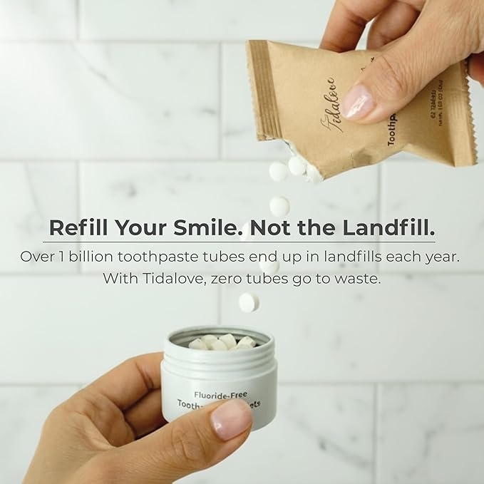 Cinnamon Fluoride-Free Toothpaste Tablets with Nano Hydroxyapatite | Natural Whitening, Enamel Strengthening, Plastic-Free & Travel-Friendly (1 Month Refill) 62 Tablets